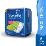 Butterfly Breathables Maxi Thick Sanitary Pads Extra Large 8 pcs