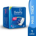 Butterfly Breathables Maxi Thick Sanitary Pads Large 9 pcs