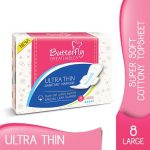 Butterfly Breathables Ultra Thin Cotton Top Sheet Sanitary Pads Large 8 pcs