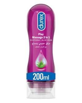 Durex Play Massage 2-In-1 Intimate Lube & Massage Gel, Aloe Vera, 200ml